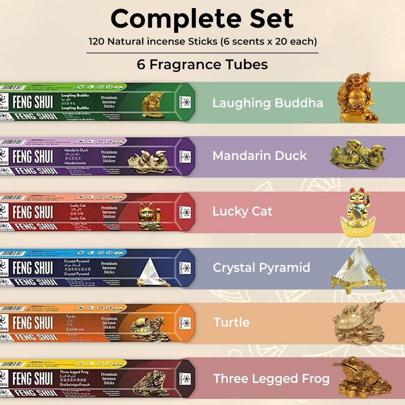Chakra Feng Shui Premium Incense Sticks | Attract Money & Good Luck | Crystal Pyramid & Laughing Buddha | 120 Sticks I Perfect for Home, Meditation & Aromatherapy - Image 3